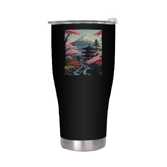 Asia Landscape Serene Mount Fuji Stainless Steel Tumblers