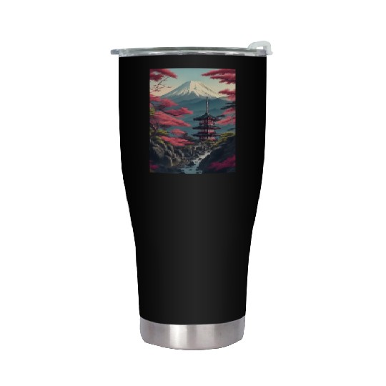 Asia Landscape Serene Mount Fuji Stainless Steel Tumblers