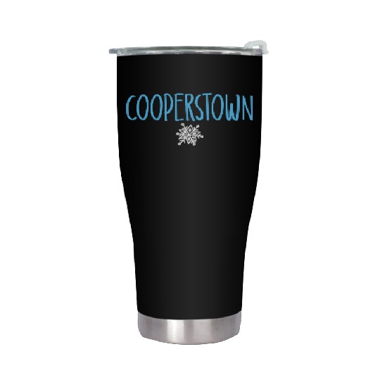 Cooperstown Ny Snowflake Drawing Light Blue Text Stainless Steel Tumblers