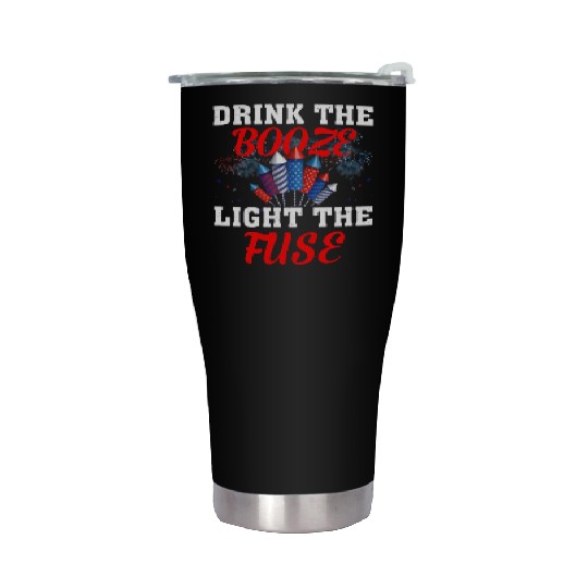 Light The Fuse Fireworks Funny Fourth 4th Of July Stainless Steel Tumblers