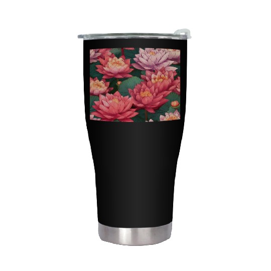 Serenity Blooms: Timeless Lotus Pattern Stainless Steel Tumblers