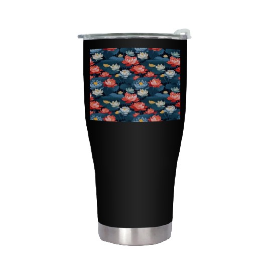 Serenity Blooms: Timeless Lotus Pattern Stainless Steel Tumblers