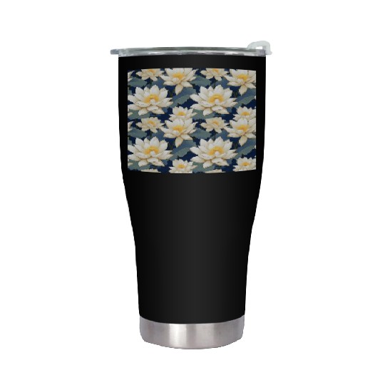 Serenity Blooms: Timeless Lotus Pattern Stainless Steel Tumblers