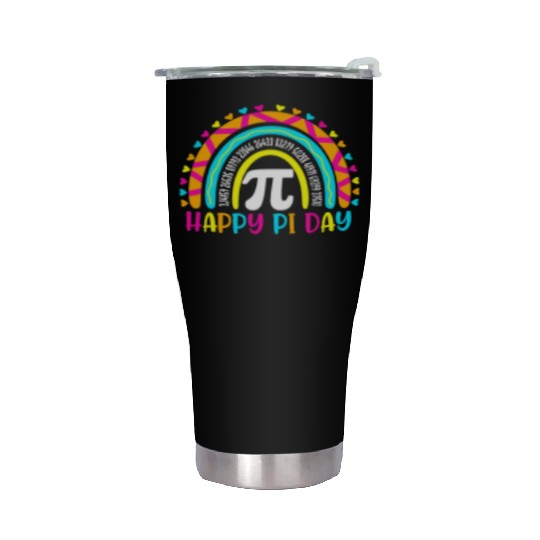 Rainbow Happy Pi Day Math Teacher boys girls Stainless Steel Tumblers