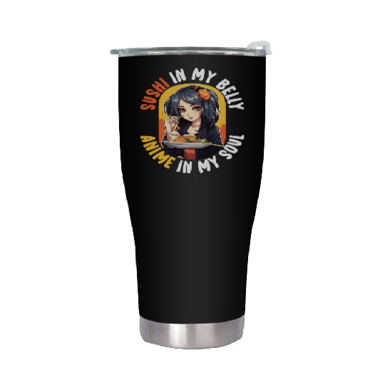 Anime Sushi Lover Nigiri Sashimi Food Manga Otaku Stainless Steel Tumblers