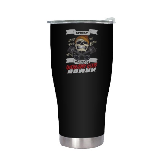 Skeleton Mechanic Horror Garage Funny Bones Spooky Stainless Steel Tumblers