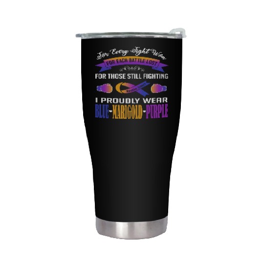 I Proudly Wear Blue Marigold Purple Bladder Cancer Stainless Steel Tumblers