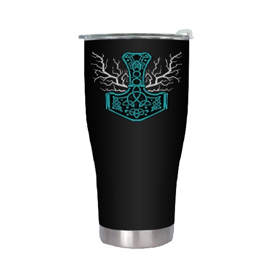The Hammer Of Thor With Lightning Mjolnir Stainless Steel Tumblers