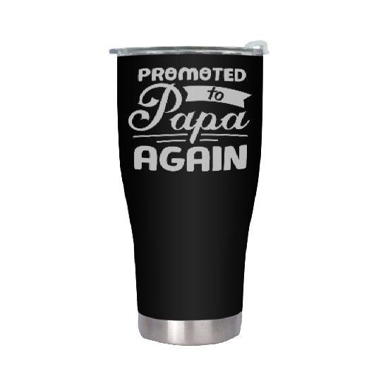 Father s Day Promoted To Papa Again Newborn Stainless Steel Tumblers