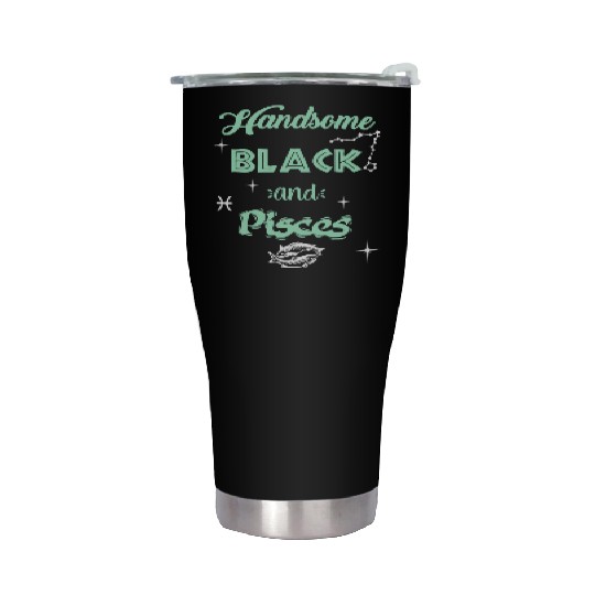 Handsome Black Pisces Stainless Steel Tumblers