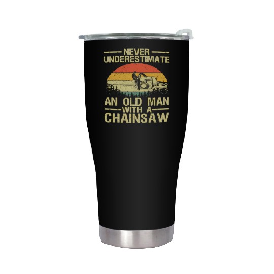 Lumberjack For Dad Logger Arborist Chainsaw Stainless Steel Tumblers