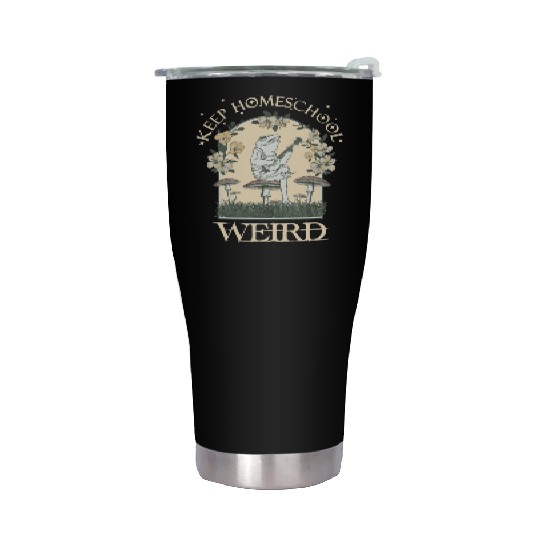 Retro Keep Homeschool Weird Mom Frog Cottagecore Stainless Steel Tumblers