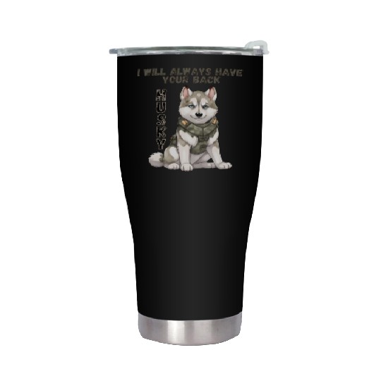 Cute Beautiful Love Husky Puppy Dog Design Stainless Steel Tumblers