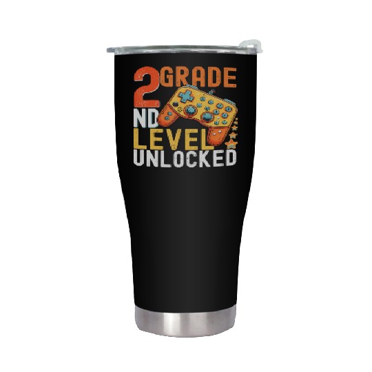 2nd Grade Level Unlocked Video Game Back to School Stainless Steel Tumblers