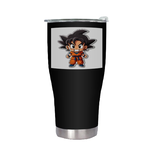 Goku Sticker Happy Bold Colors art toy style Stainless Steel Tumblers