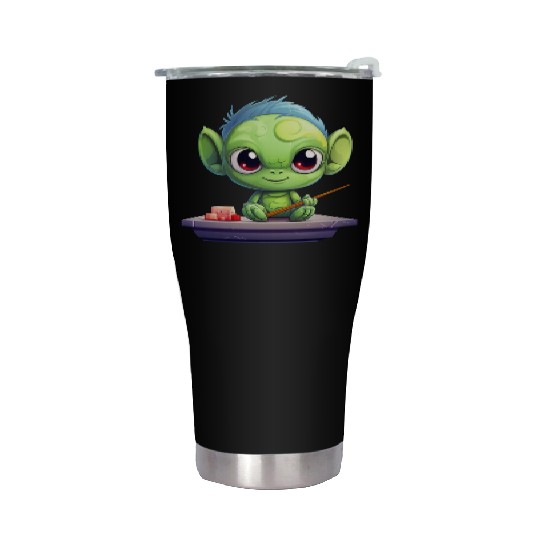 Alien Enjoying Sushi Stainless Steel Tumblers