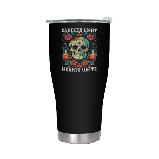 Dia De Los Muertos Sugar Skull Mexican Holiday Stainless Steel Tumblers