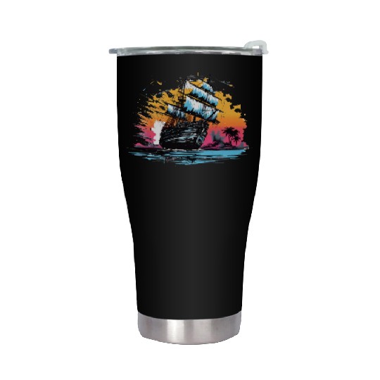 90s Ship On The Sea Stainless Steel Tumblers