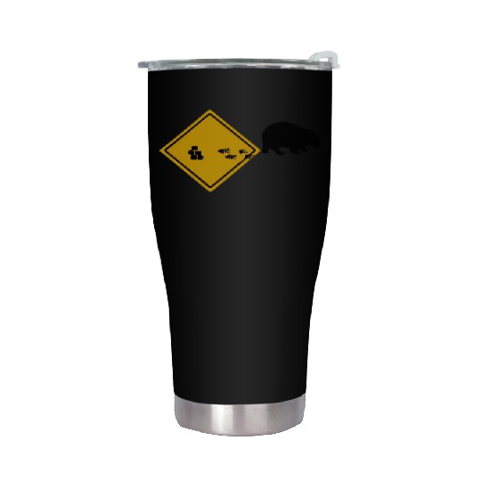 Wombat Poop Cubes Road Sign Stainless Steel Tumblers