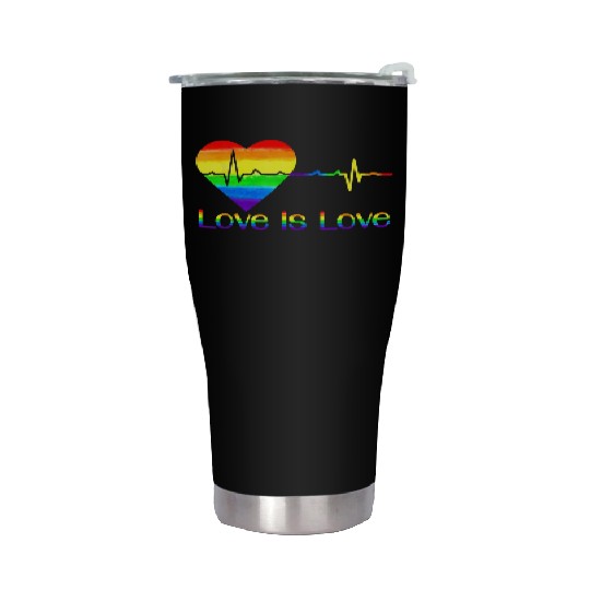 Lovely Lgbt Gay Pride Heartbeat Lesbian Gays Love Stainless Steel Tumblers