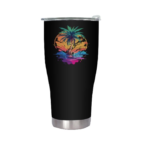 Palm Tree Paradise Stainless Steel Tumblers