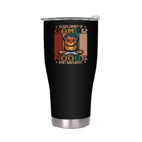 Gaming, Gaming, Video Game, Grumpy Cat Gamer Stainless Steel Tumblers