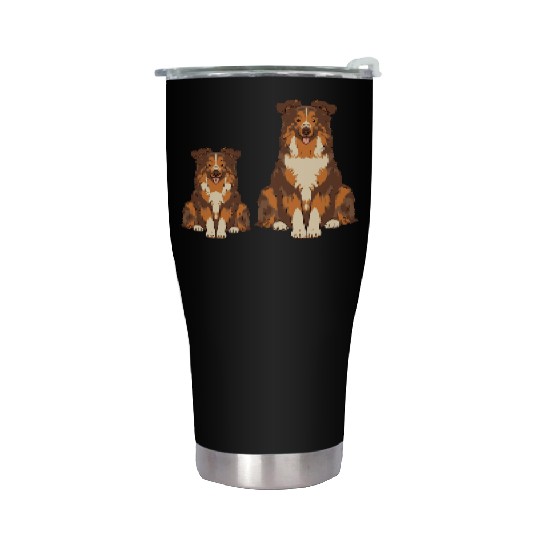 Collie Dog Lover Parent Dad Mom and Son Daughter Stainless Steel Tumblers