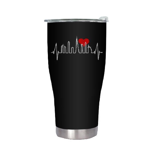 Dubai Skyline Heartbeat Burj Khalifa Silhouette Stainless Steel Tumblers