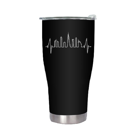 Dubai Skyline Heartbeat Burj Khalifa Silhouette Stainless Steel Tumblers
