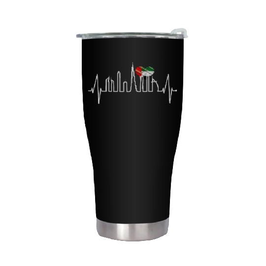 Dubai Skyline Heartbeat Burj Khalifa Love UAE Flag Stainless Steel Tumblers
