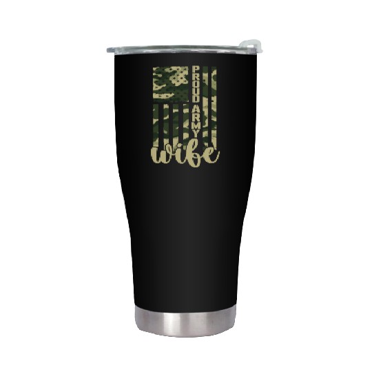 Proud Army Wife American Soldier US Flag Military Stainless Steel Tumblers