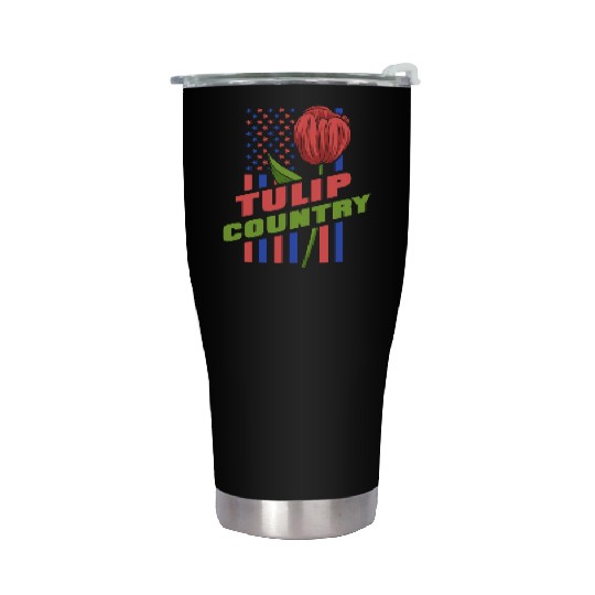 Tulip Gardening Us Flag Tulips Stainless Steel Tumblers