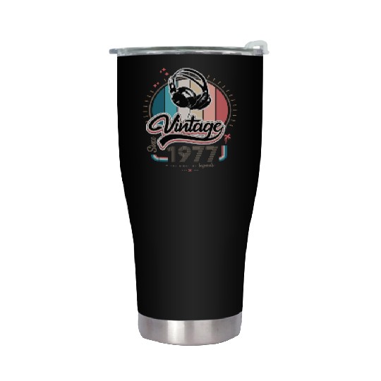 Vintage since 1977 headphones Stainless Steel Tumblers