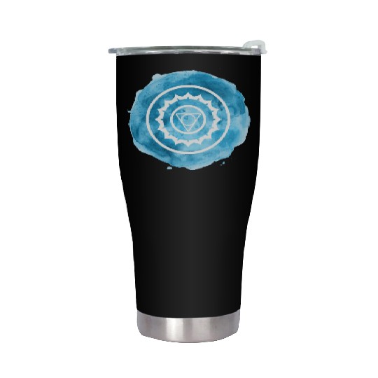 Clear Expressions: Throat Chakra Artistry Stainless Steel Tumblers