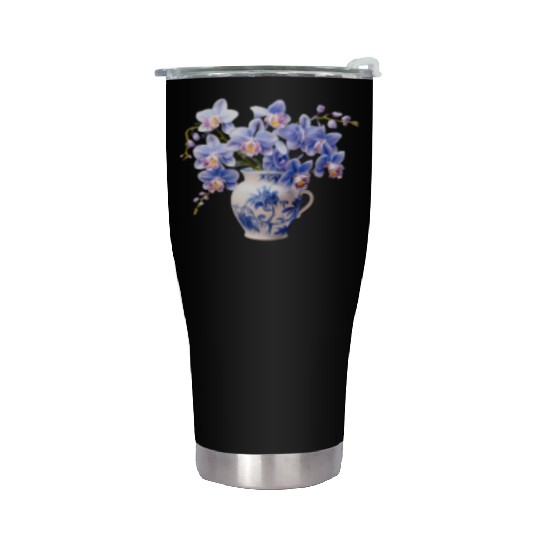 Blue Orchids in a Vase Graphic Stainless Steel Tumblers