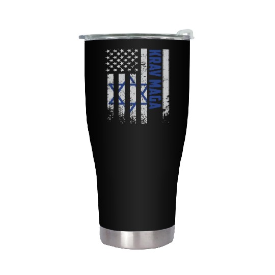 Krav Maga American USA Israel Flag Stainless Steel Tumblers