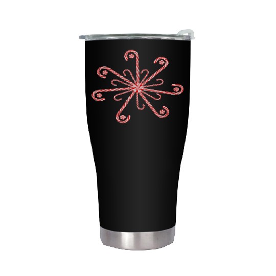Peppermint Candy Cane Snowflake Stainless Steel Tumblers