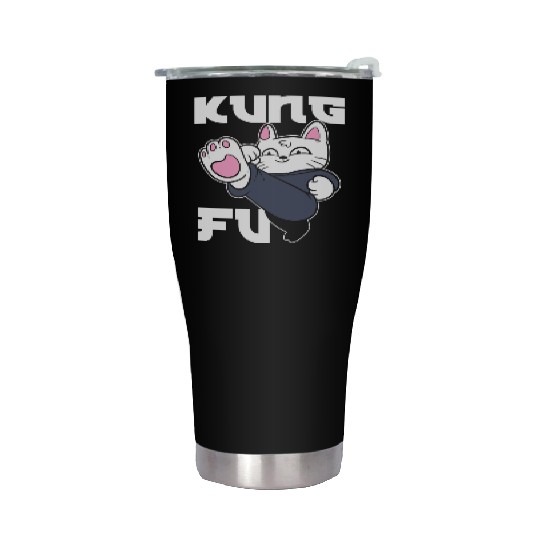 Kung Fu Cat Cat Mom Stainless Steel Tumblers