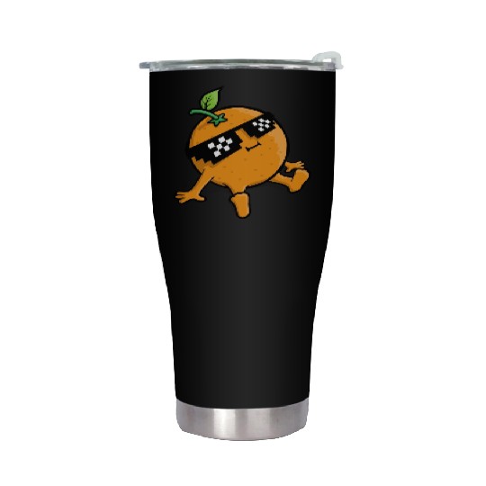 Cool Relaxing Orange Fruit Pixel Sunglasses Face Stainless Steel Tumblers