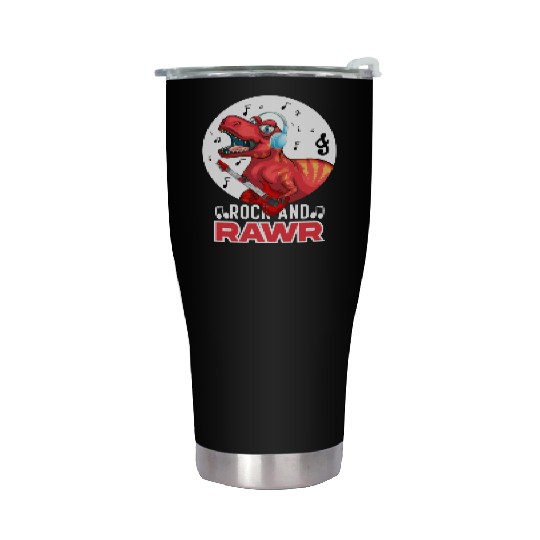 Rock & Rawr Vintage Dinosaur T-Rex Music Japanese Stainless Steel Tumblers