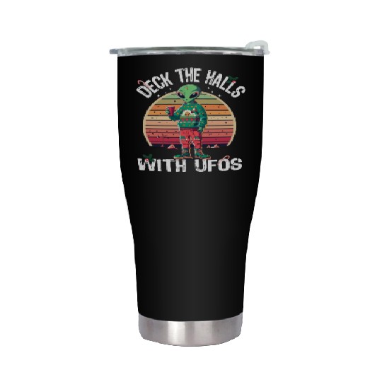Beam Me Up Santa Claus Alien Christmas Ufo Coffee Stainless Steel Tumblers