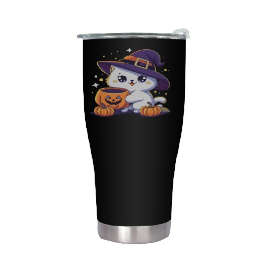 Cute Cat Halloween 3 Stainless Steel Tumblers