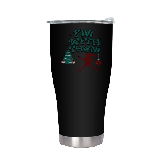 "Im with them" Christmas Elf design Stainless Steel Tumblers
