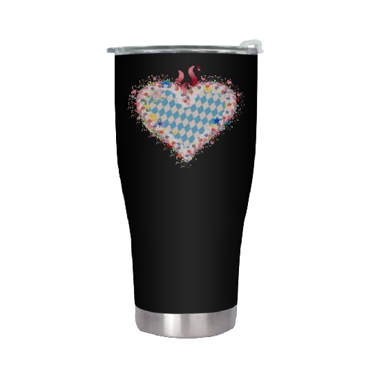 Gingerbread heart shape blue white Bavarian style Stainless Steel Tumblers