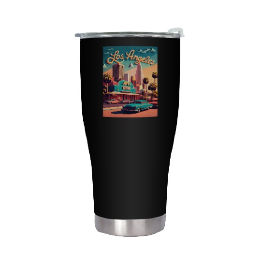 Los Angeles, Cities of the World, Poster vintage Stainless Steel Tumblers