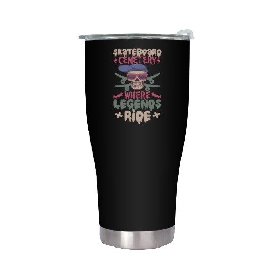 Spooky Horror Skateboarder Halloween Skateboarding Stainless Steel Tumblers