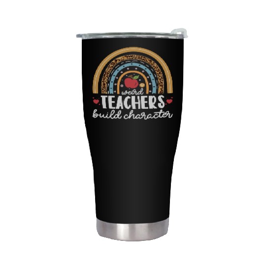 Weird Teachers Build Character Leopard Rainbow Stainless Steel Tumblers