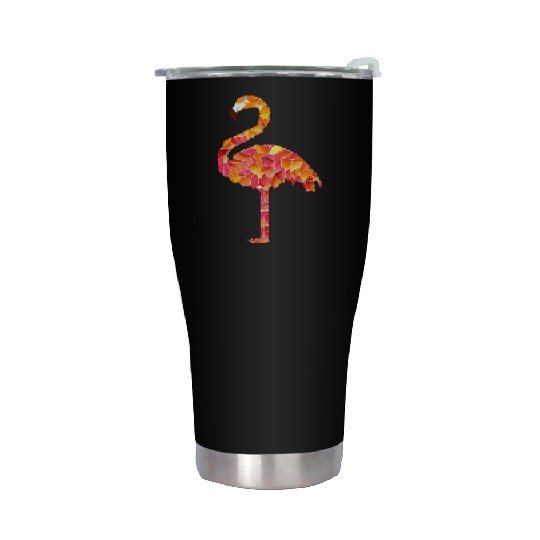 Flamingo made of autumn leaves Stainless Steel Tumblers