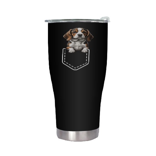 little Dog pocket design Stainless Steel Tumblers