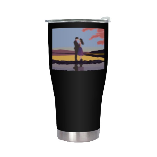 Romantic couple dance with sakura flowers Stainless Steel Tumblers